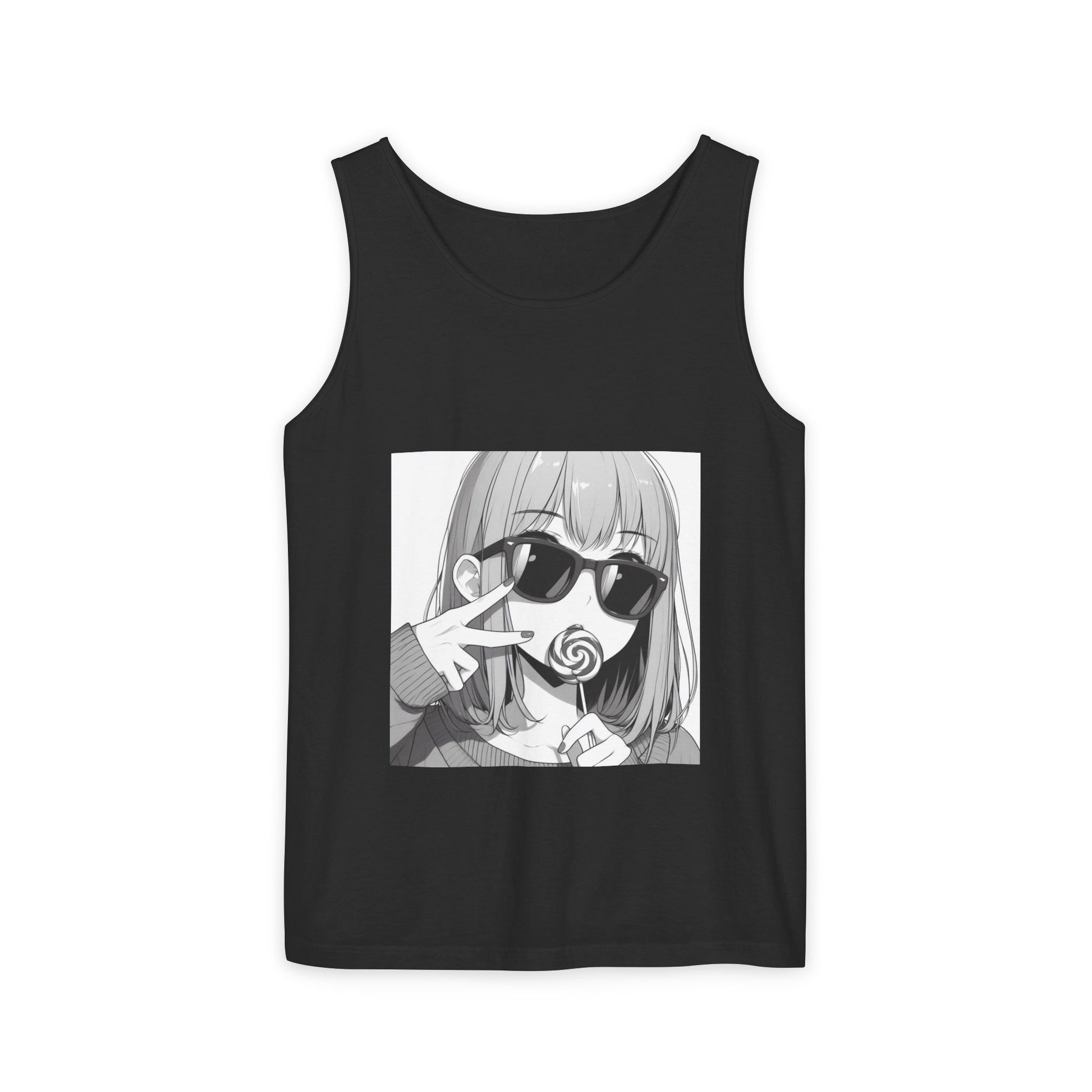 Chic Graphic Tank Top, Summer Style Tee, Casual Wear, Anime Lover Gift, Trendy Beachwear, Relaxed Fit Top
