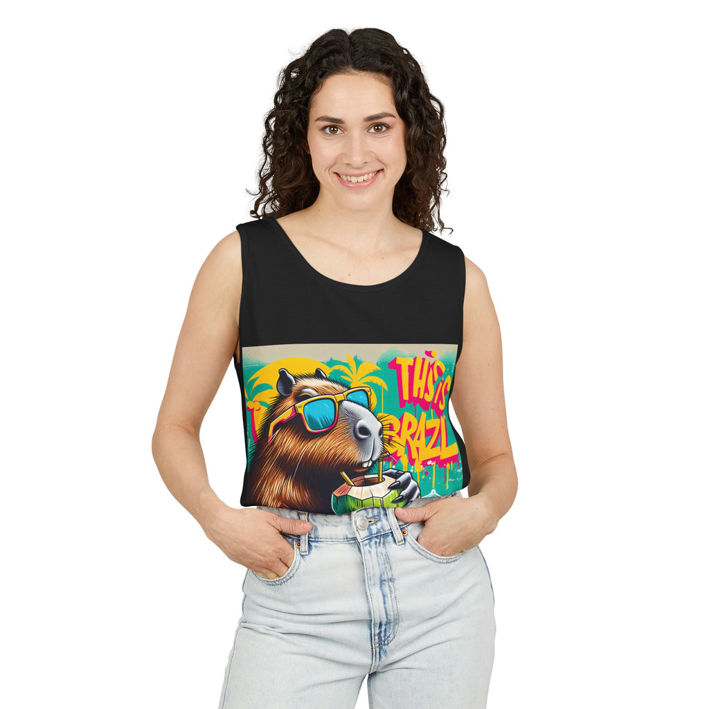 Chill Vibe CapybaraTank Top with Fun Bear Design, Summer Shirt, Beachwear, Vacation Essential, Gift for Him/Her