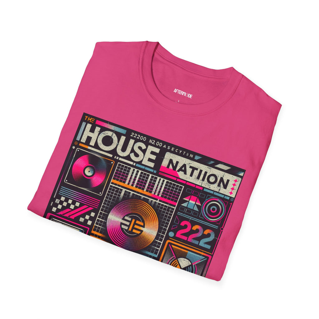 Retro Music Vibe T-Shirt, I House Nation Graphic Tee, Unisex Softstyle Shirt for Music Lovers, Festival Wear, Vintage Style Unisex Tee