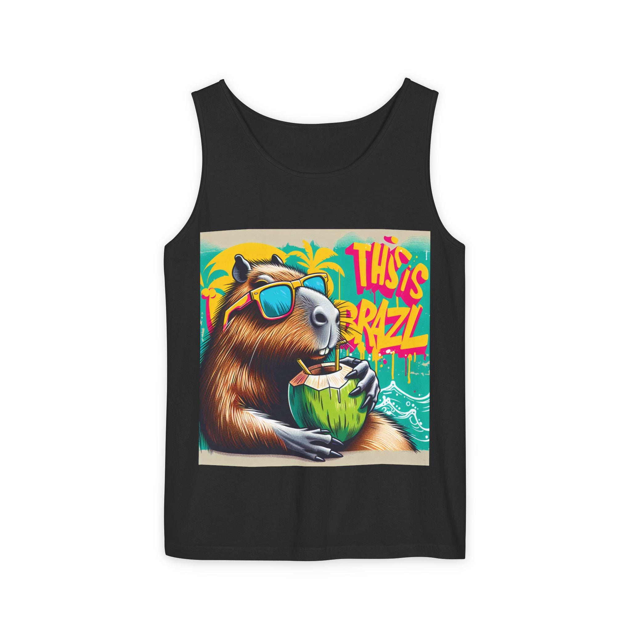 Chill Vibe CapybaraTank Top with Fun Bear Design, Summer Shirt, Beachwear, Vacation Essential, Gift for Him/Her