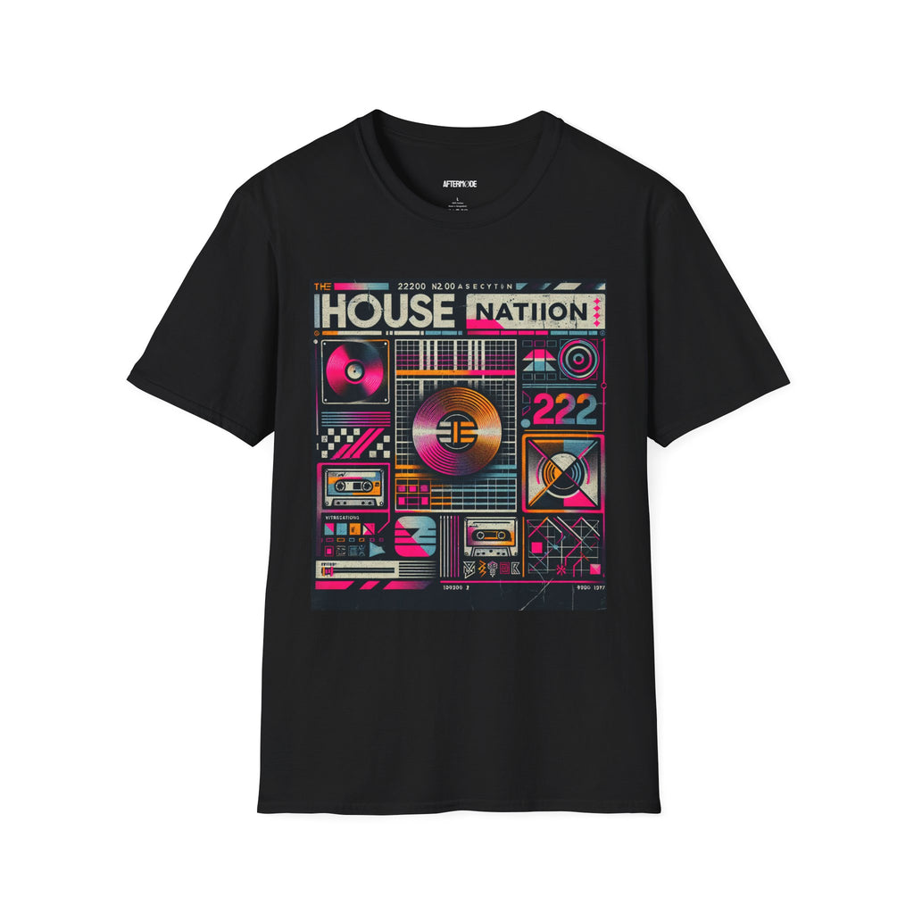 Retro Music Vibe T-Shirt, I House Nation Graphic Tee, Unisex Softstyle Shirt for Music Lovers, Festival Wear, Vintage Style Unisex Tee
