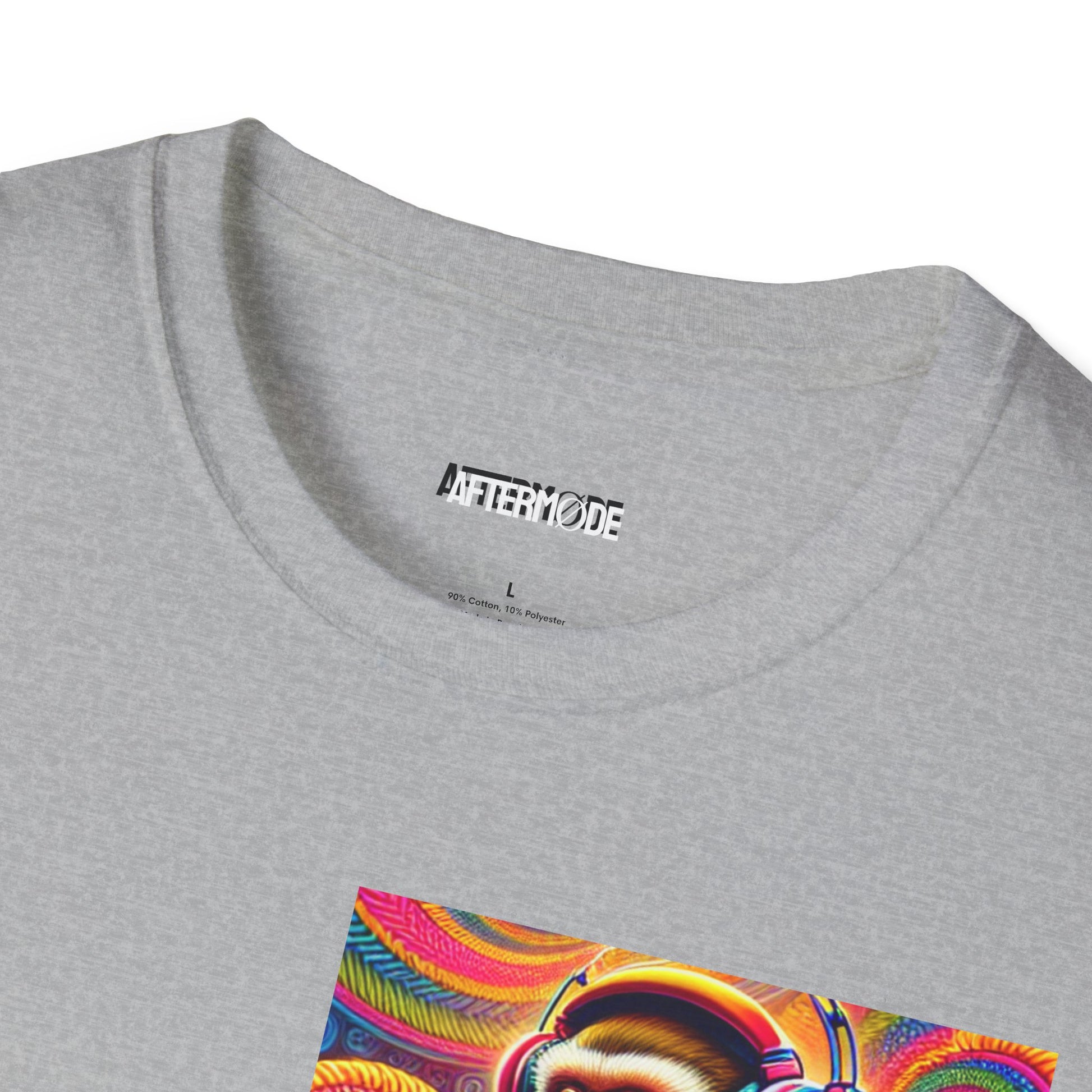 Psychedelic Monkey DJ Unisex Tee, Softstyle Graphic Shirt for Music Lovers, Festival Gear, Funky Party Outfit, Fun Gift Idea