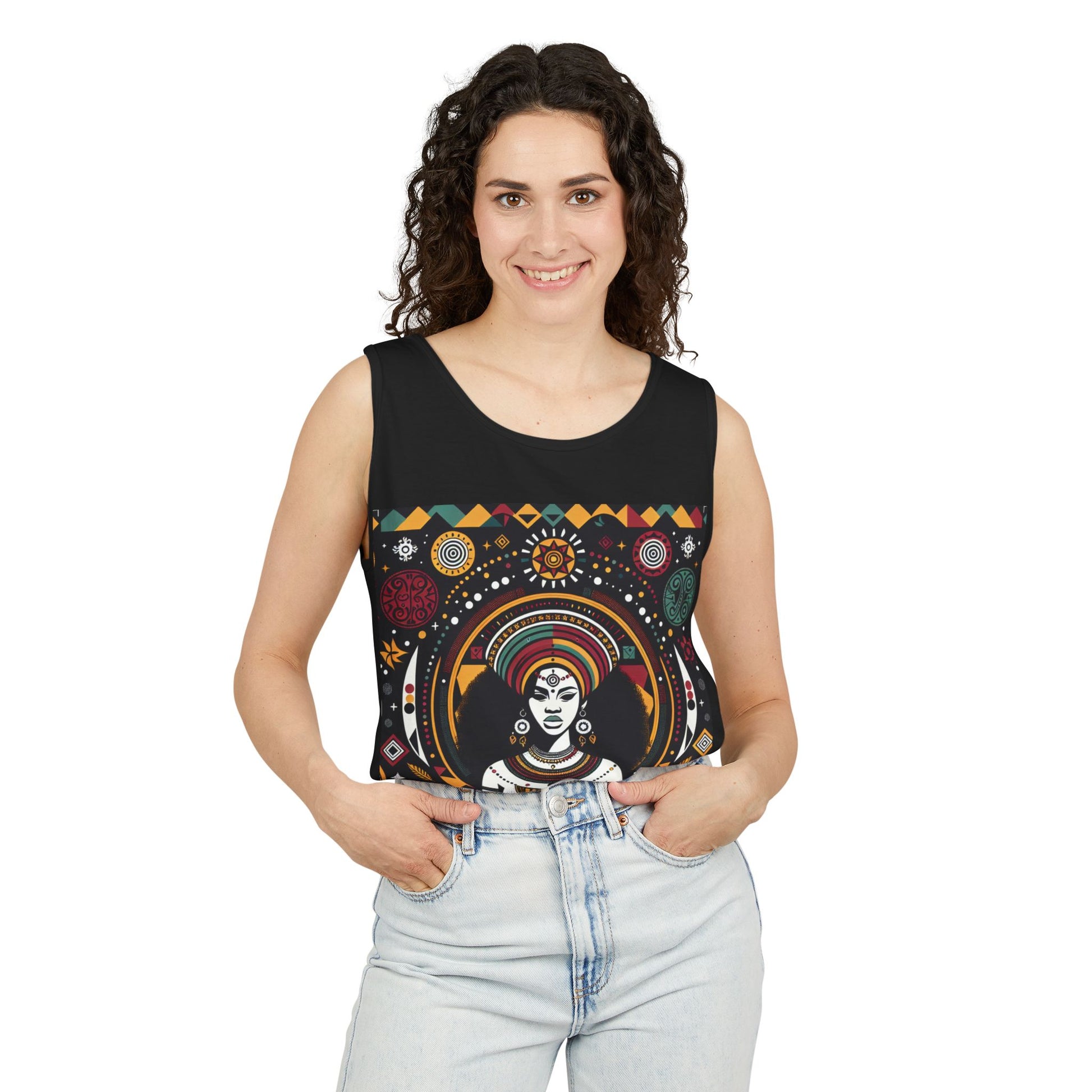 Vibrant Afro Art Tank Top for Free Spirits, Boho Style, Summer Wear, Festival Outfit, Yoga Top, Gift for Her