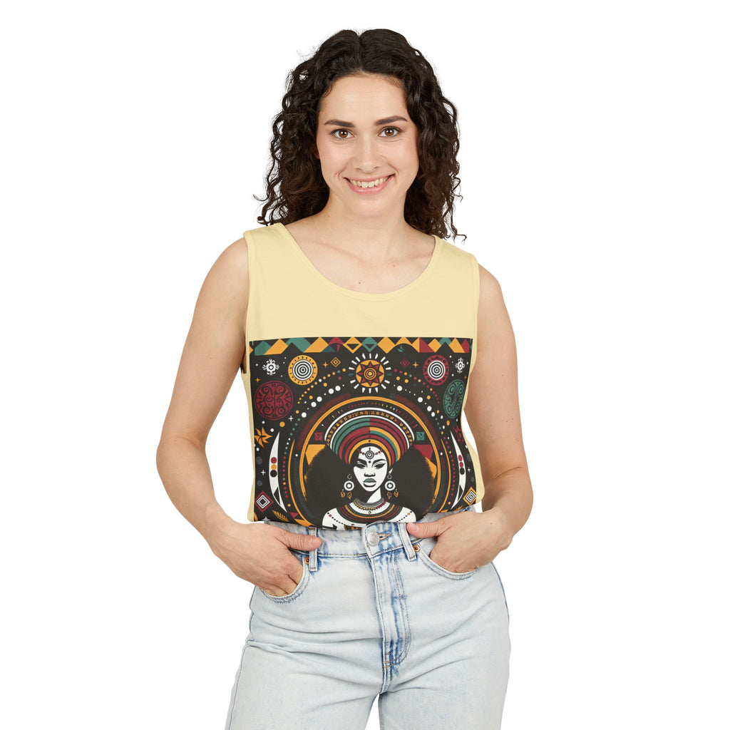 Vibrant Afro Art Tank Top for Free Spirits, Boho Style, Summer Wear, Festival Outfit, Yoga Top, Gift for Her
