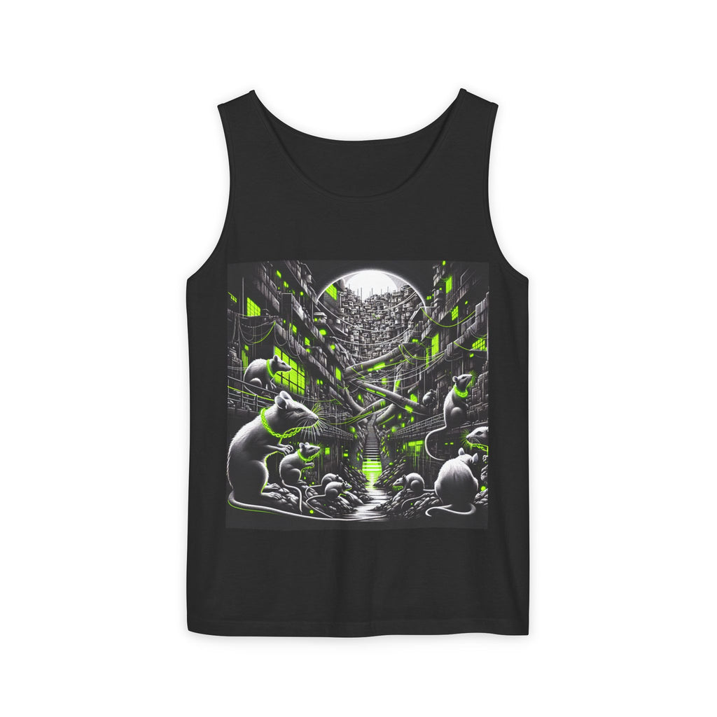 Urban Nightscape Tank Top, Unisex Shirt for Casual Wear, Street Art Style, Perfect for Festivals, Gifts for Art Lovers