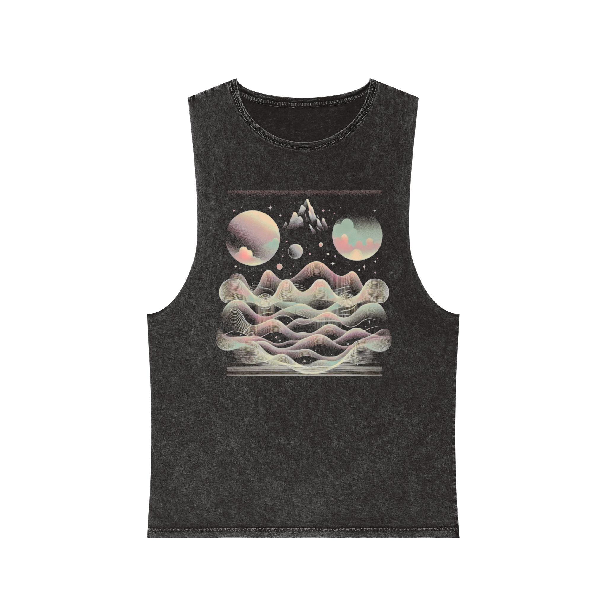 Cosmic Wave Unisex Stonewash Tank Top | Boho Beachwear, Retro Graphic Tee, Festival Outfit, Summer Essential, Casual Lounge Top