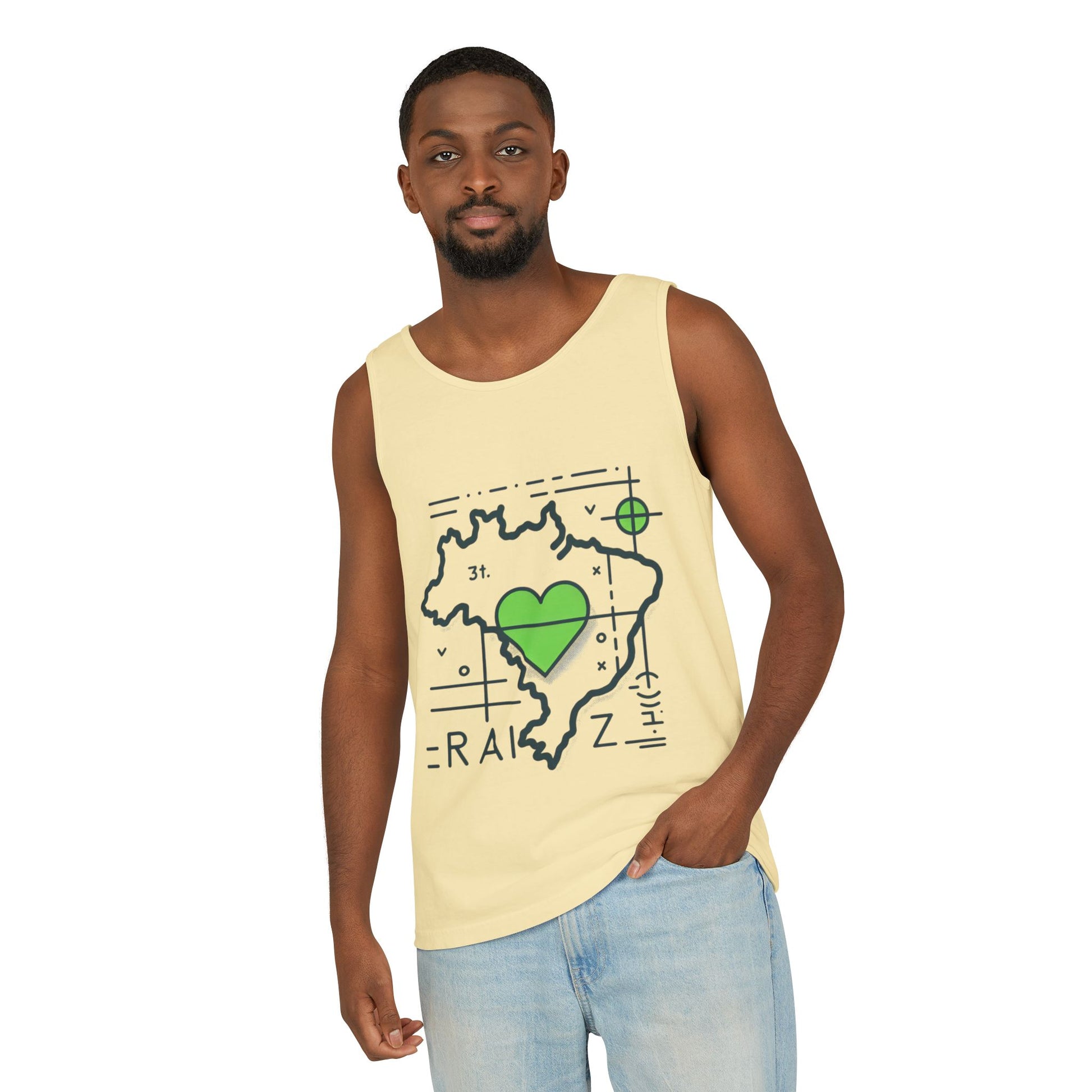 Heartfelt Brazil Graphic Unisex Tank Top, Summer Apparel, Travel Souvenir, Gift for Him/Her, Casual Wear, Eco-Friendly Fashion