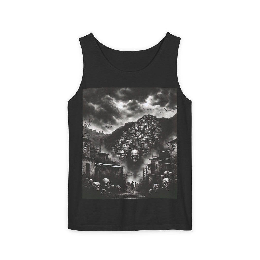 Gothic Favela Art Tank Top, Unisex Graphic Tank, Spooky Summer Wear, Alternative Fashion, Festival Outfit, Halloween Apparel
