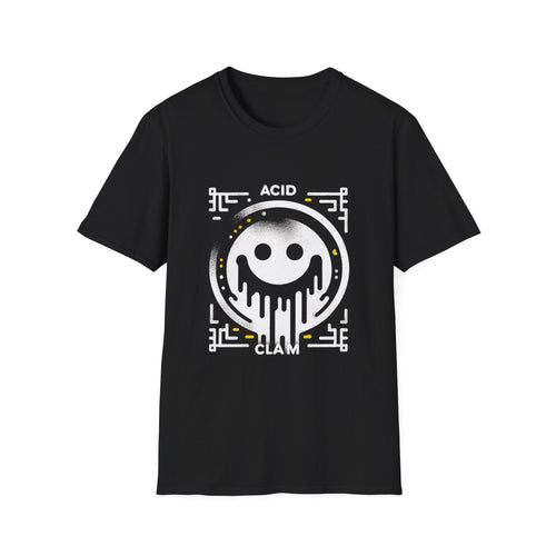 Acid Clam Graphic T-Shirt, Unisex Softstyle Tee, Retro Vibe Shirt, Tech-Inspired Apparel, Streetwear Gift, Music Festival Top