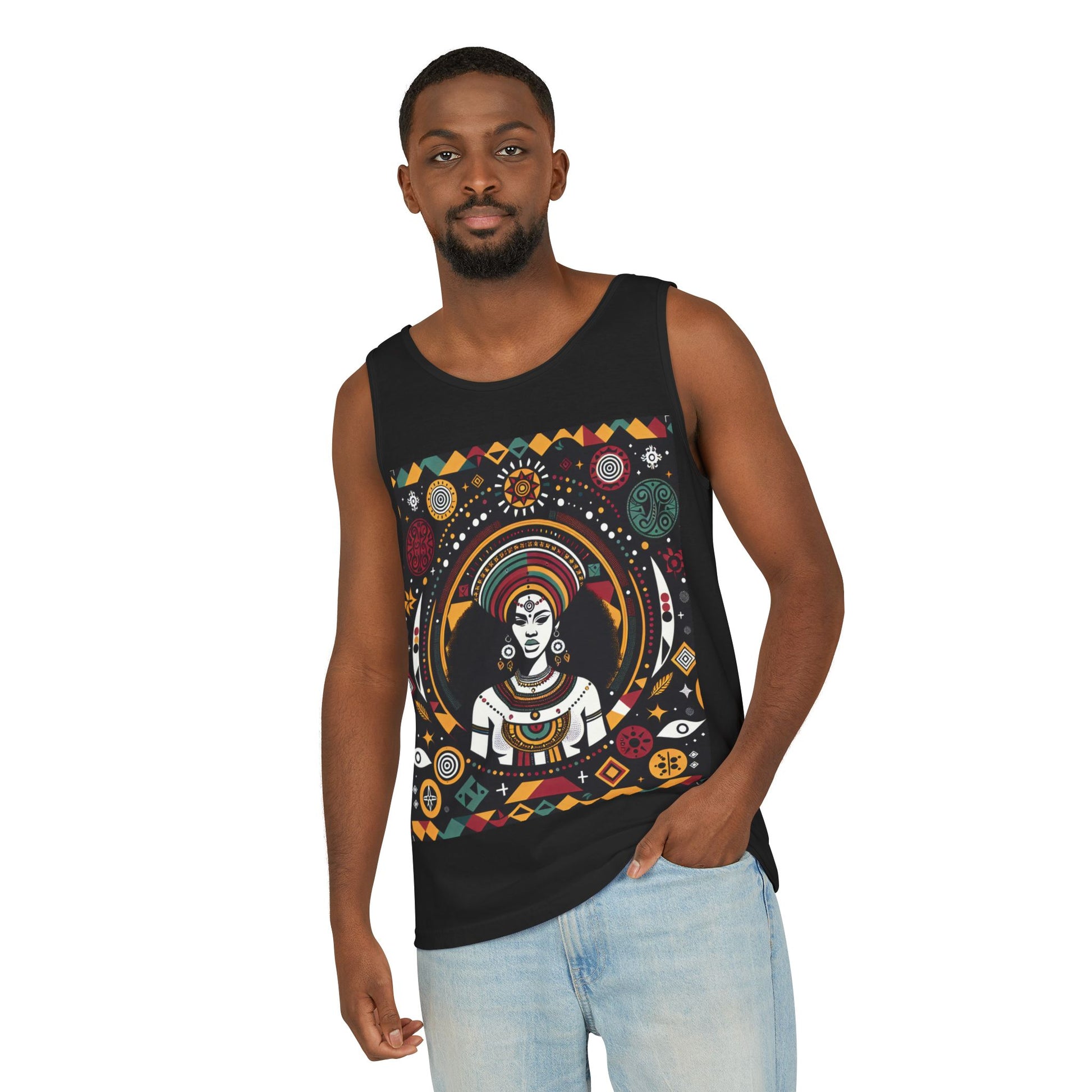 Vibrant Afro Art Tank Top for Free Spirits, Boho Style, Summer Wear, Festival Outfit, Yoga Top, Gift for Her
