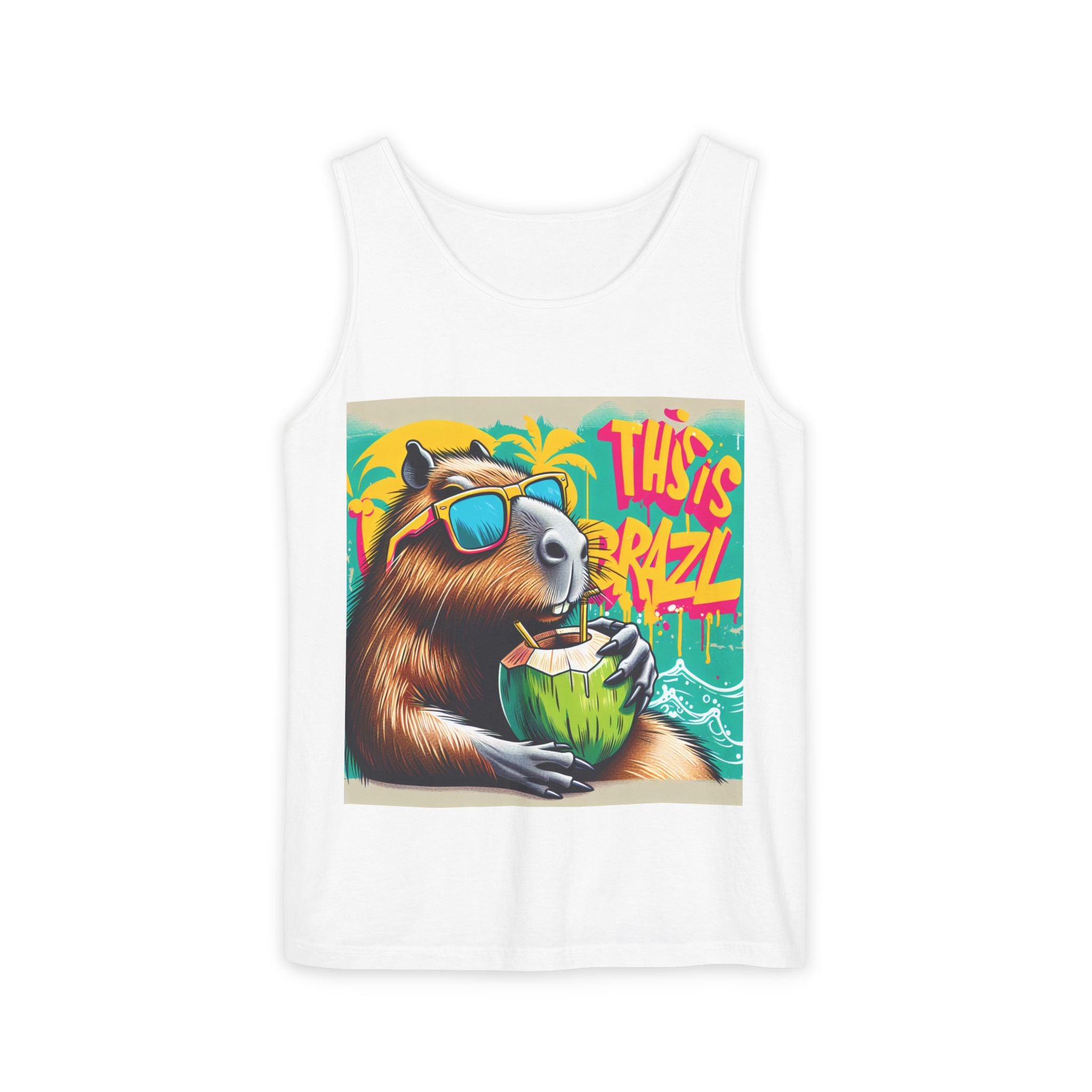Chill Vibe CapybaraTank Top with Fun Bear Design, Summer Shirt, Beachwear, Vacation Essential, Gift for Him/Her