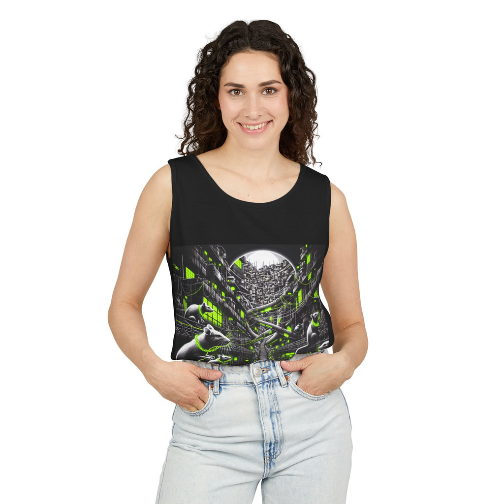 Urban Nightscape Tank Top, Unisex Shirt for Casual Wear, Street Art Style, Perfect for Festivals, Gifts for Art Lovers