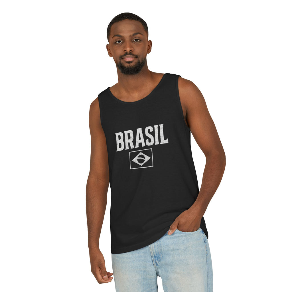 Brasil minimalist Garment-Dyed Tank Top, Summer Wear, Unisex Fashion, Vacation Essential, Casual Outfit, Sports Event Apparel