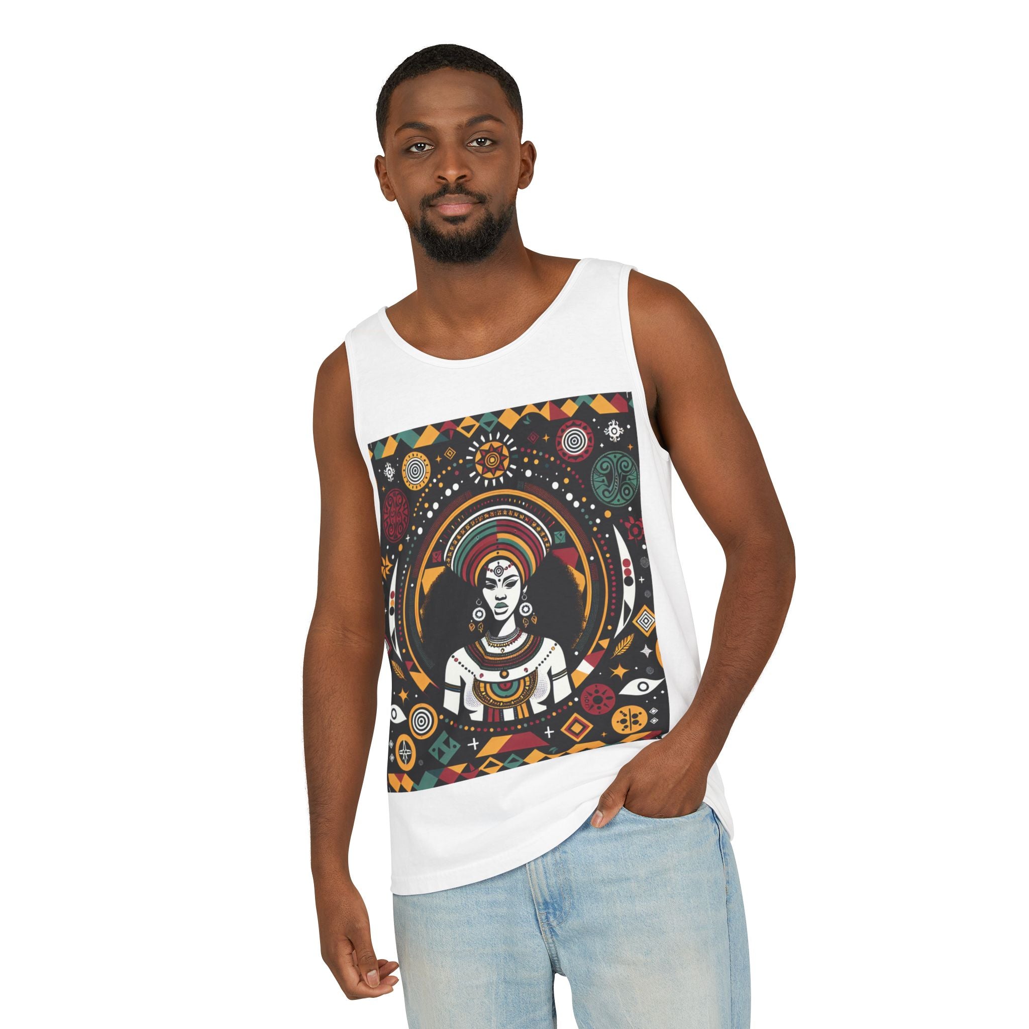 Vibrant Afro Art Tank Top for Free Spirits, Boho Style, Summer Wear, Festival Outfit, Yoga Top, Gift for Her