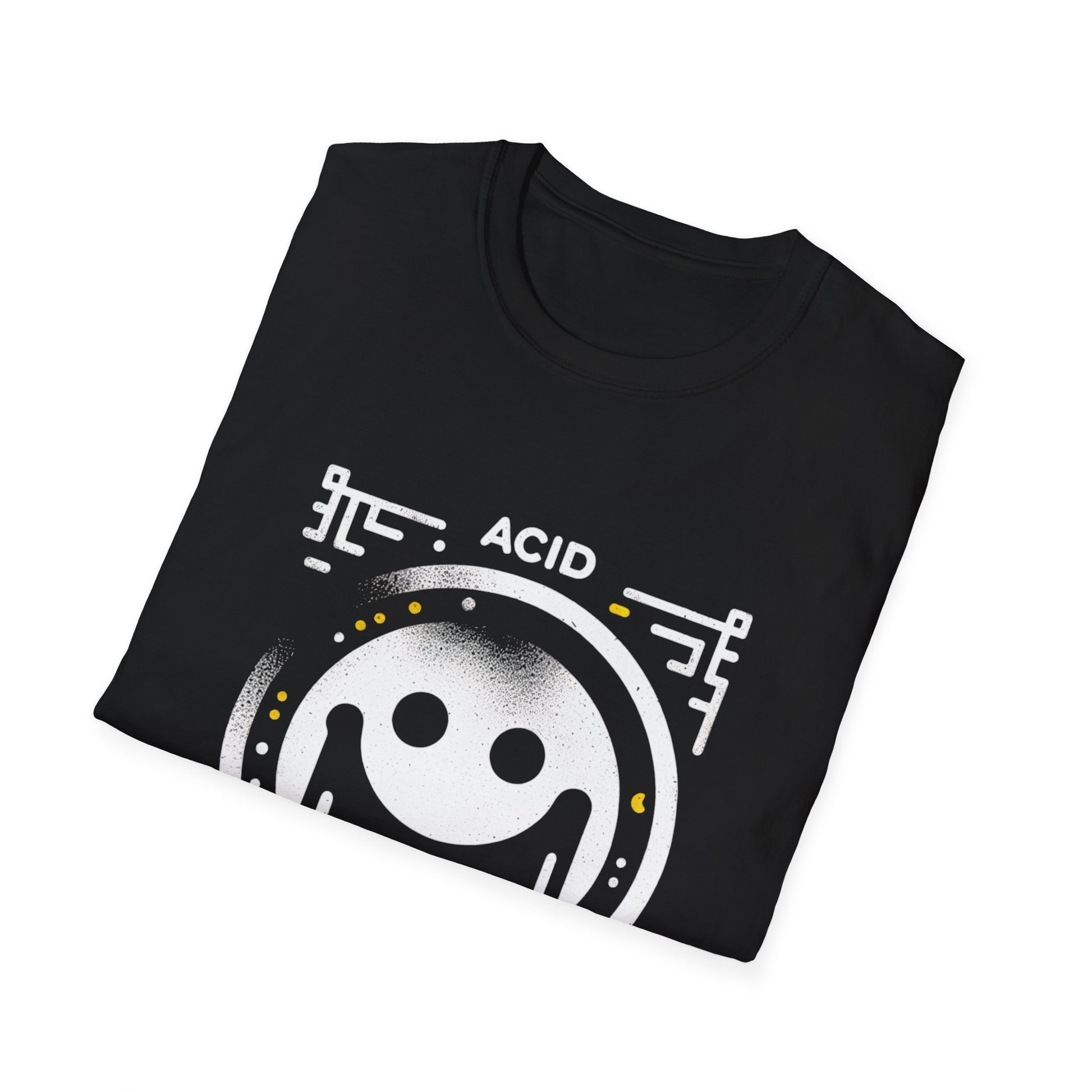 Acid Clam Graphic T-Shirt, Unisex Softstyle Tee, Retro Vibe Shirt, Tech-Inspired Apparel, Streetwear Gift, Music Festival Top